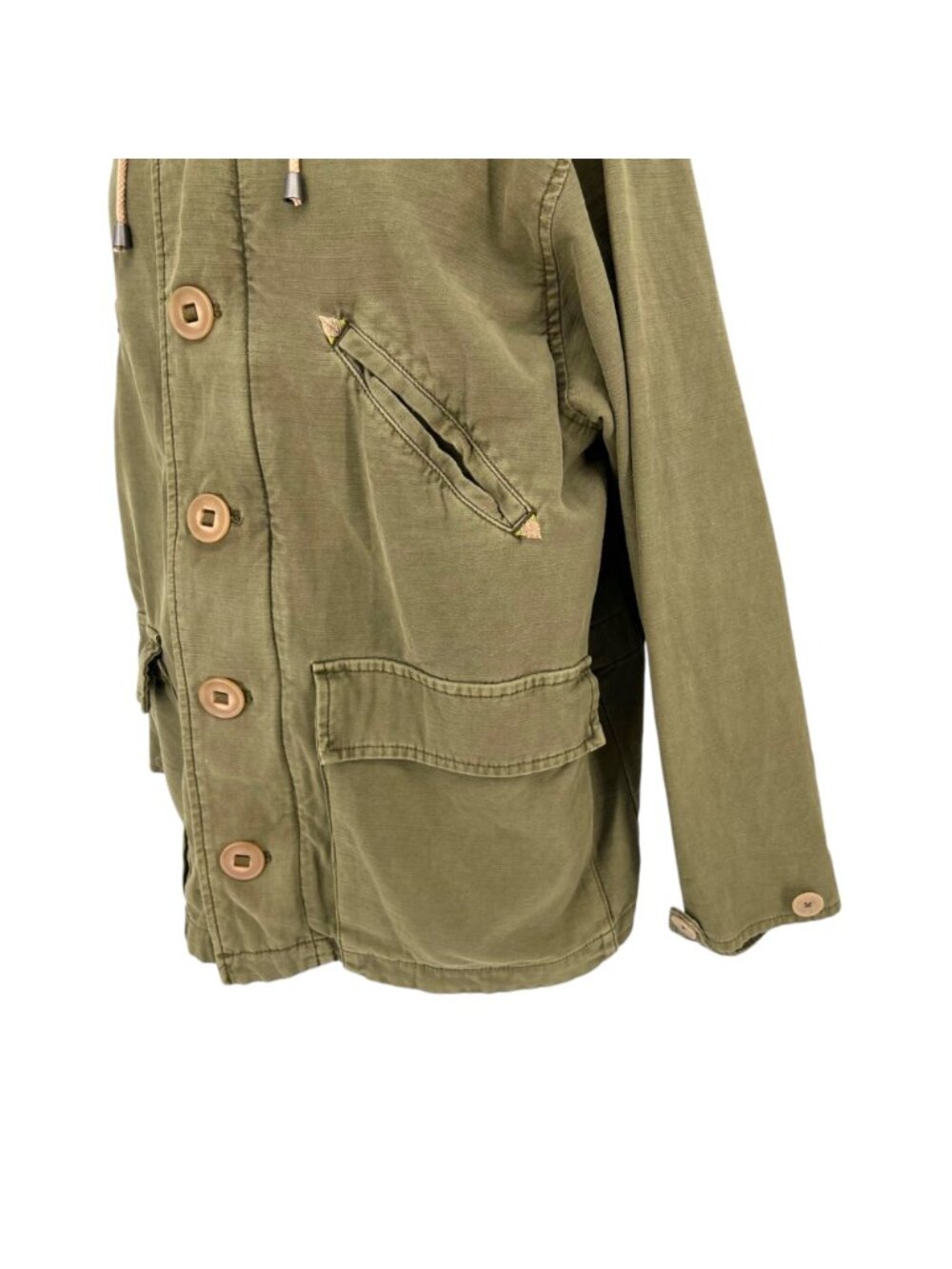 Free People Arya Utility Jacket Olive Green Cotton Button-Up Hooded Size XS - Picture 4 of 12